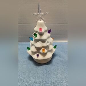 Festive Ceramic Christmas Tree with Multicolor Lights Battery Powered